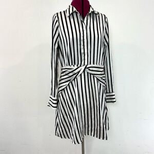 Line & Dot Margo Dress Black White Striped Dress Large Tigt Waist
